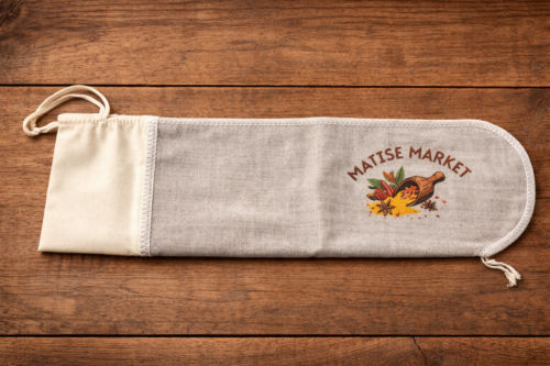 tekstiilkest mustapipra dekooriga